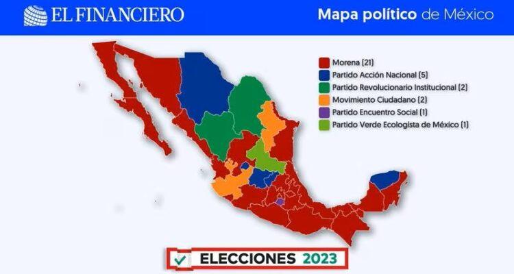 Mapa político tras las elecciones 2023: Morena avanza y el PRI está a punto de desaparecer