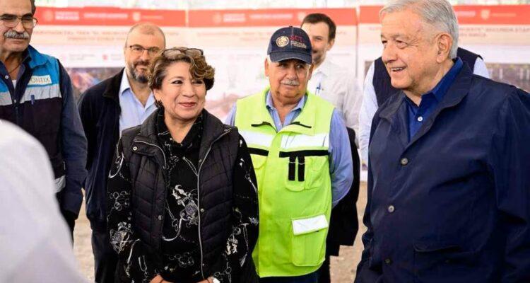 Delfina Gómez y AMLO supervisan avances del Tren “El Insurgente”