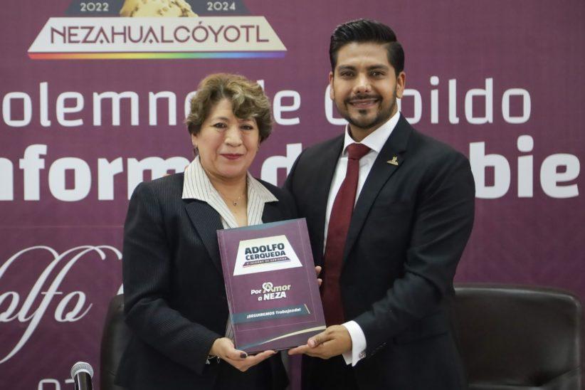 Delfina Gómez asiste a 2do Informe de Alcalde de Nezahualcóyotl