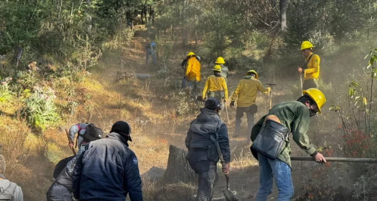 Gobierno de Delfina Gómez sofoca incendios forestales; despliega helicópteros, drones y brigadas