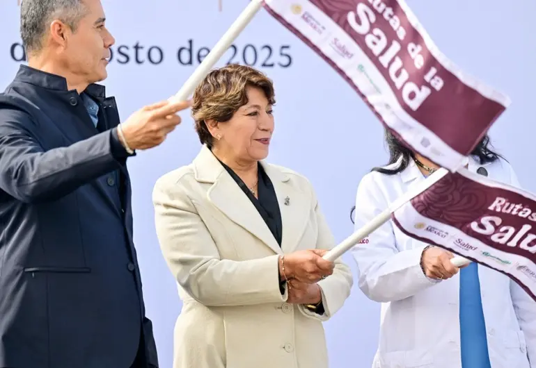 Sheinbaum y Delfina dan banderazo a Rutas de la Salud en Edomex